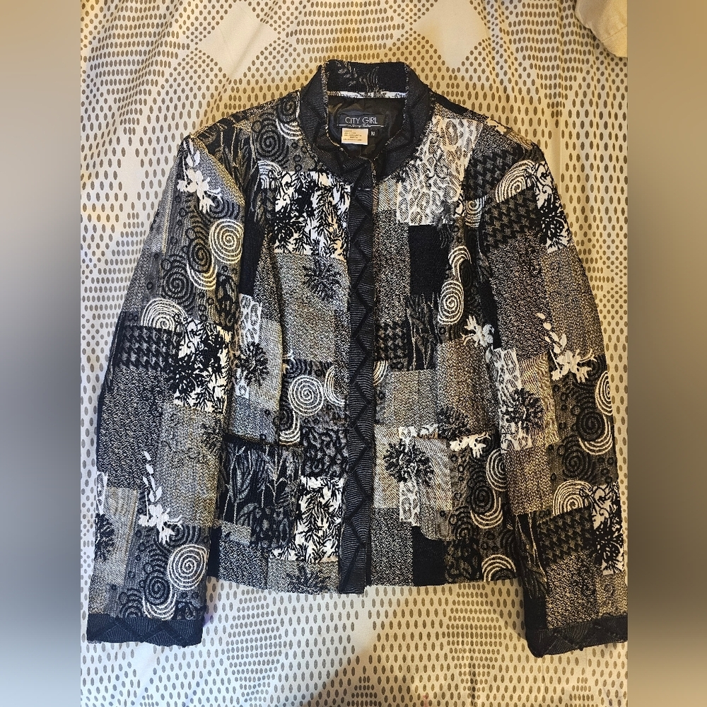 Nancy Bolen City Girls Black and Gray Patchwork Jacket
